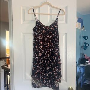 Leith Black Dress with Coral-Pink Abstract Spots